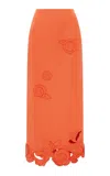 Leo Lin Kyra Appliquéd Maxi Skirt In Orange