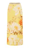Leo Lin Kyra Embellished Floral Maxi Skirt In Yellow
