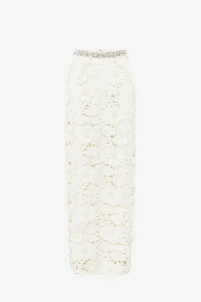 Leo Lin Kyra Embellished Lace Maxi Skirt - Snow