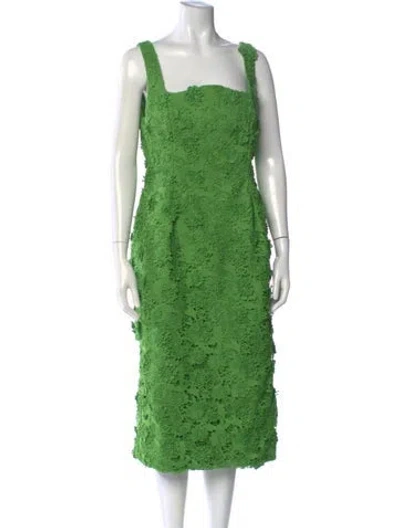 Pre-owned Leo Lin Lace Pattern Midi Length Dress W/ Tags In Green