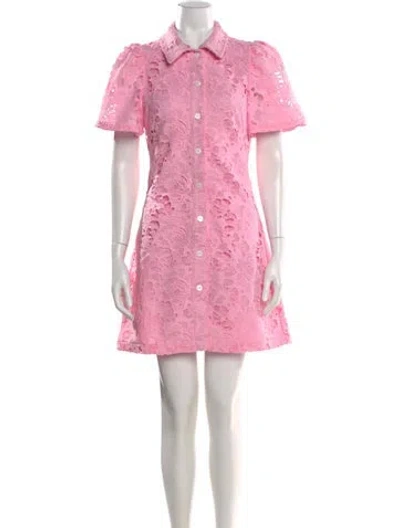 Pre-owned Leo Lin Lace Pattern Mini Dress In Pink