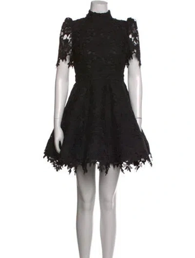 Pre-owned Leo Lin Lace Pattern Mini Dress W/ Tags In Black
