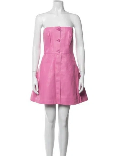 Pre-owned Leo Lin Leather Mini Dress In Pink