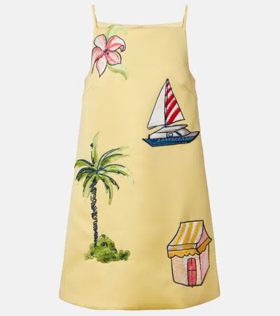 Leo Lin Leia Beaded Patch-appliqué Minidress In Yellow