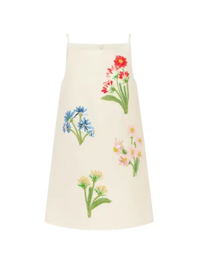 Leo Lin Leia Embellished Wool And Silk Minidress In Neutral