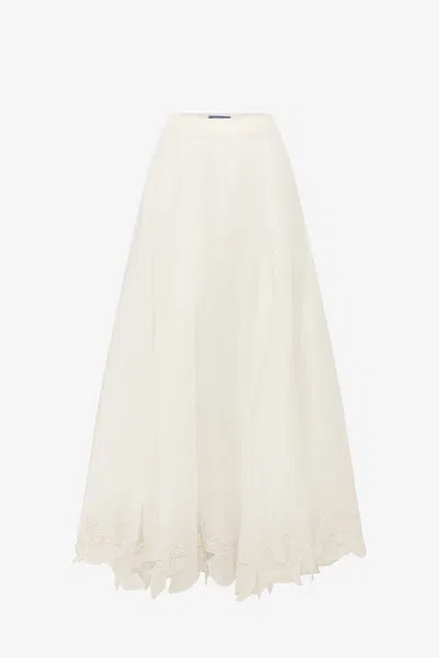 Leo Lin Leila Appliqué Midi Skirt - Snow