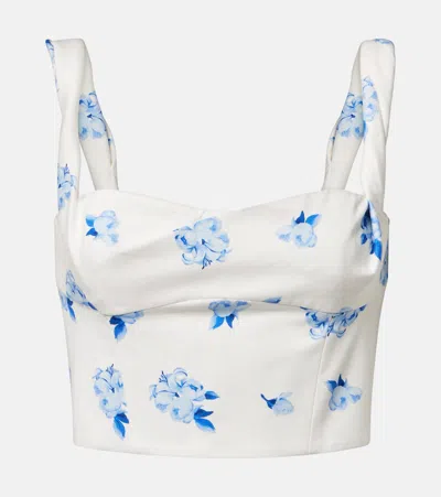 Leo Lin Lexi Floral Cotton Crop Top In White