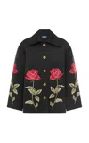 Leo Lin Leyna Embellished Rose Jacket In Black