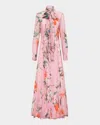 Leo Lin Lilith Tie Neck Maxi Dress In Lavish Print In Pink