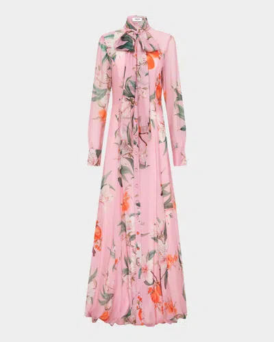 Leo Lin Lilith Floral & Fruit-print Maxi Shirt Gown