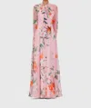 Leo Lin Lilith Tie Neck Maxi Dress In Lavish Print In Pink In Pink