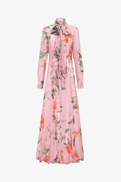 Leo Lin Lilith Tie Neck Maxi Dress - Lavish Print In Pink