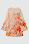 Leo Lin Linen Blend Printed A-line Mini Dress In Soft Pink Print