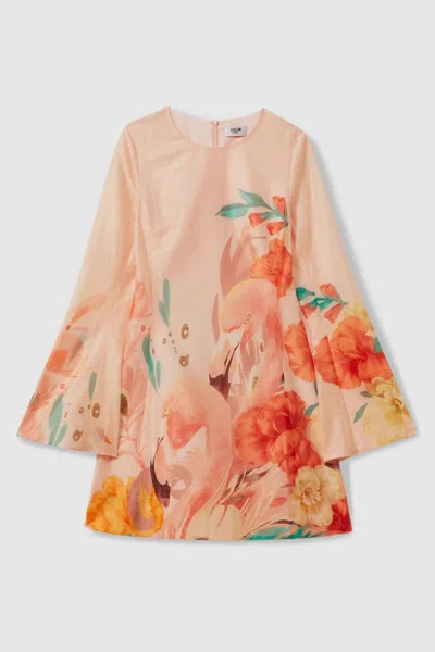 Leo Lin Linen Blend Printed A-line Mini Dress In Soft Pink Print