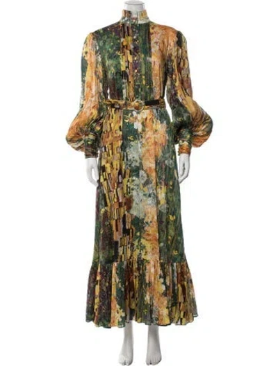 Pre-owned Leo Lin Linen Long Dress In Multicolor