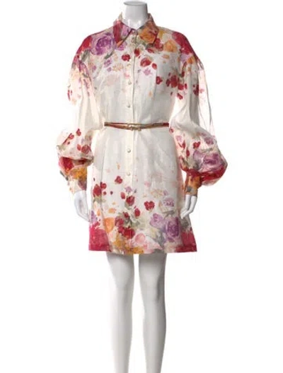 Pre-owned Leo Lin Linen Mini Dress In Multi