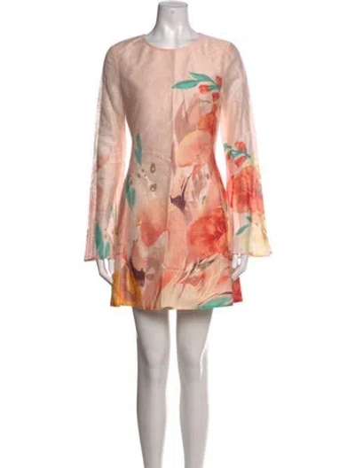 Pre-owned Leo Lin Linen Mini Dress In Pink