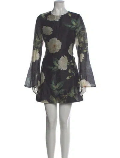 Pre-owned Leo Lin Linen Mini Dress W/ Tags In Black