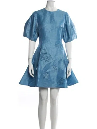 Pre-owned Leo Lin Linen Mini Dress W/ Tags In Blue