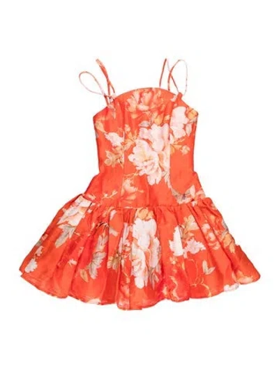 Pre-owned Leo Lin Linen Mini Dress W/ Tags In Orange