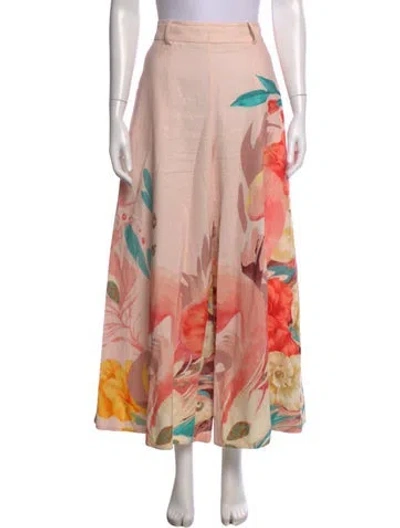 Pre-owned Leo Lin Linen Wide Leg Pants In Pink