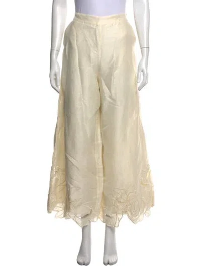Pre-owned Leo Lin Linen Wide Leg Pants W/ Tags In Neutrals