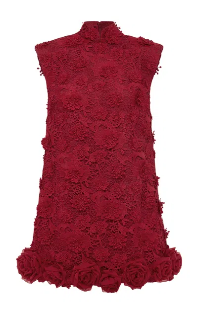 Leo Lin Lingyu Rosette-lace Mini Dress In Red