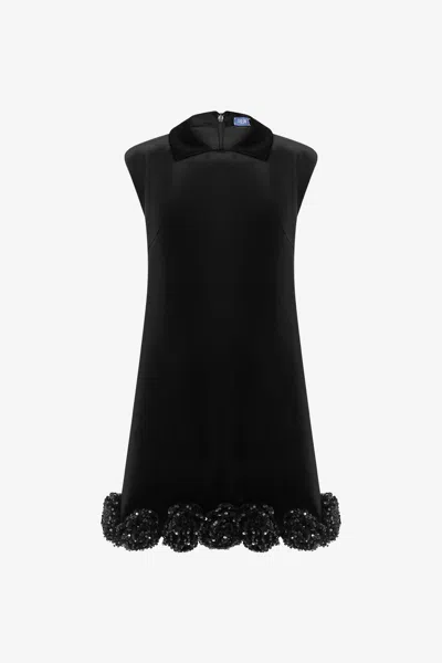 Leo Lin Lingyu Velvet Embellished Mini Dress - Ebony