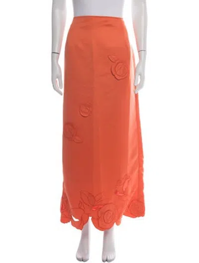 Pre-owned Leo Lin Long Skirt W/ Tags In Orange
