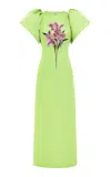 Leo Lin Lucinda Embellished Crepe Maxi Dress In Green