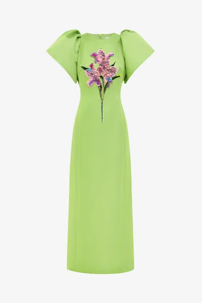 Leo Lin Lucinda Embellished Maxi Dress - Lily Print In Parakeet