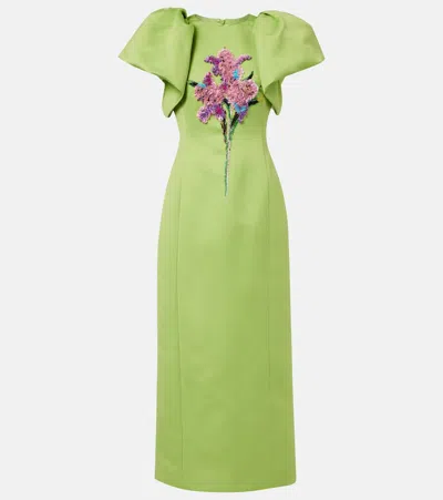 Leo Lin Lucinda Floral-appliqué Satin Cocktail Dress