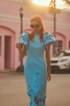 Leo Lin Lucinda Applique Maxi Dress In Cornflower Blue In Blue