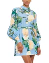 Leo Lin Luminous Linen Mini Dress In Cornflower Blue In Blue
