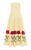 Leo Lin Lynn Embellished Rose Bustier Midi Dress In Yellow