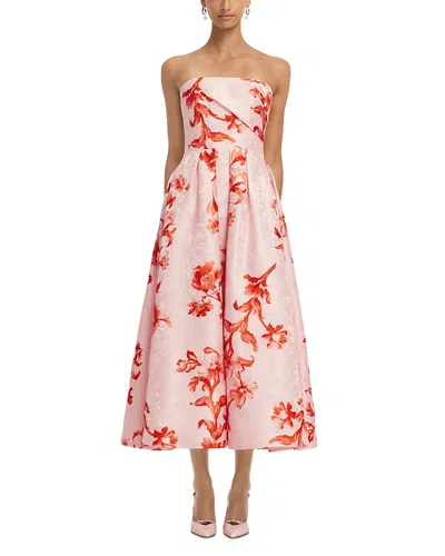 Leo Lin Lynn Jacquard Bustier Midi Dress In Pink