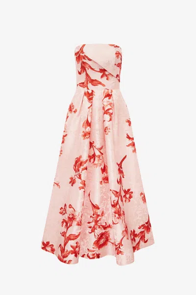 Leo Lin Lynn Jacquard Bustier Midi Dress In Pink