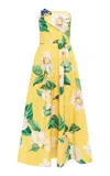 Leo Lin Lynn Strapless Cotton Midi Dress In Yellow