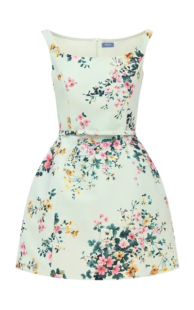 Leo Lin Lyra Mini Dress - Posy Print In Mint In Multi