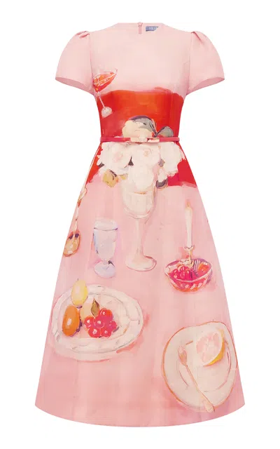 Leo Lin Marguerite Short Sleeve Midi Dress - Aperitivo Print In Pink