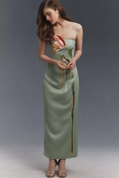 Leo Lin Marilyn Bustier Maxi Dress In Green