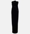 Leo Lin Marilyn Cutout Floral-appliqué Velvet Gown In Black