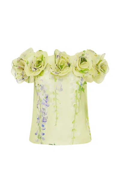 Leo Lin Mckayla Off-the-shoulder Silk Top In Yellow