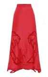 Leo Lin Melissa Appliquéd Linen-blend Maxi Skirt