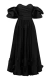 Leo Lin Miranda Off-the-shoulder Crepe Midi Dress In Black