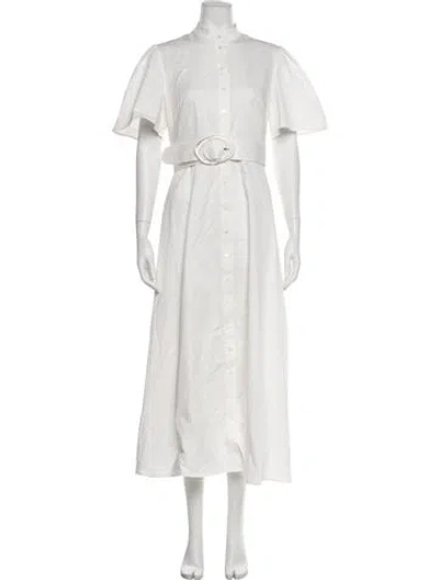 Pre-owned Leo Lin Mock Neck Long Dress In Neutral