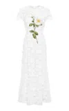Leo Lin Monique Embroidered Guipure Lace Maxi Dress In White