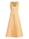 Leo Lin Nicola Embellished Midi Dress In Yellow