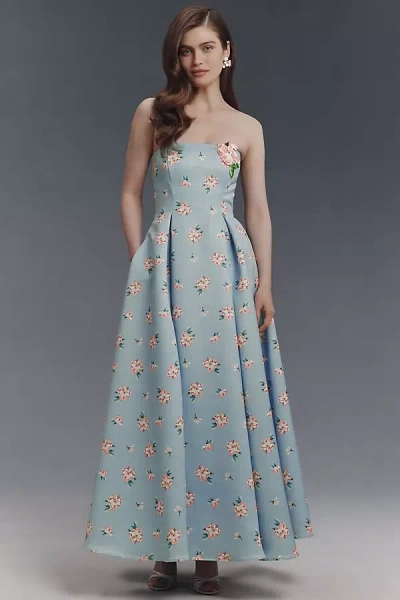 Leo Lin Nora Bustier Maxi Dress In Blue