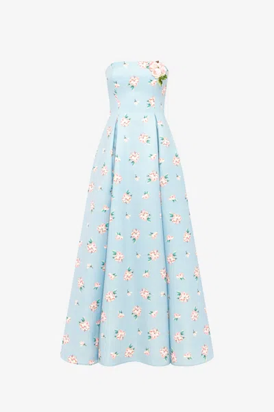 Leo Lin Nora Bustier Maxi Dress - Ditsy Floral Print In Blue
